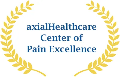 axialHealthcare Center of Pain Excellence, inside a laurel wreath