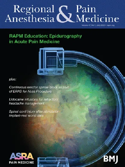 Cover of the journal Regional Anesthesia & Pain Medicine